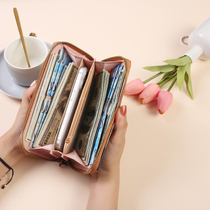 2025 Color Block Patchwork Zipper Wallet