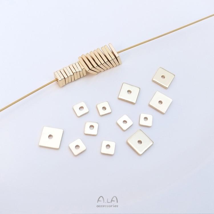 

14K Gold Filled Color-Lasting Square Copper-Plated Spacer for DIY Bracelet/Necklace Jewelry. 4mm Square Spacer [50 pcs]