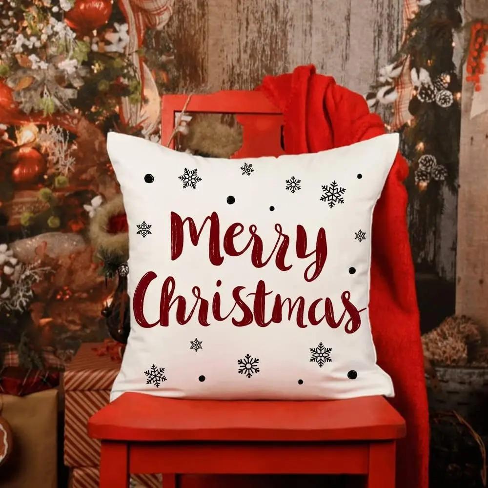 1 Piece of Merry Christmas Holiday Decoration Pillowcase Christmas Tree Snowman Pattern Sofa Cushion Suite Home Decoration Gift