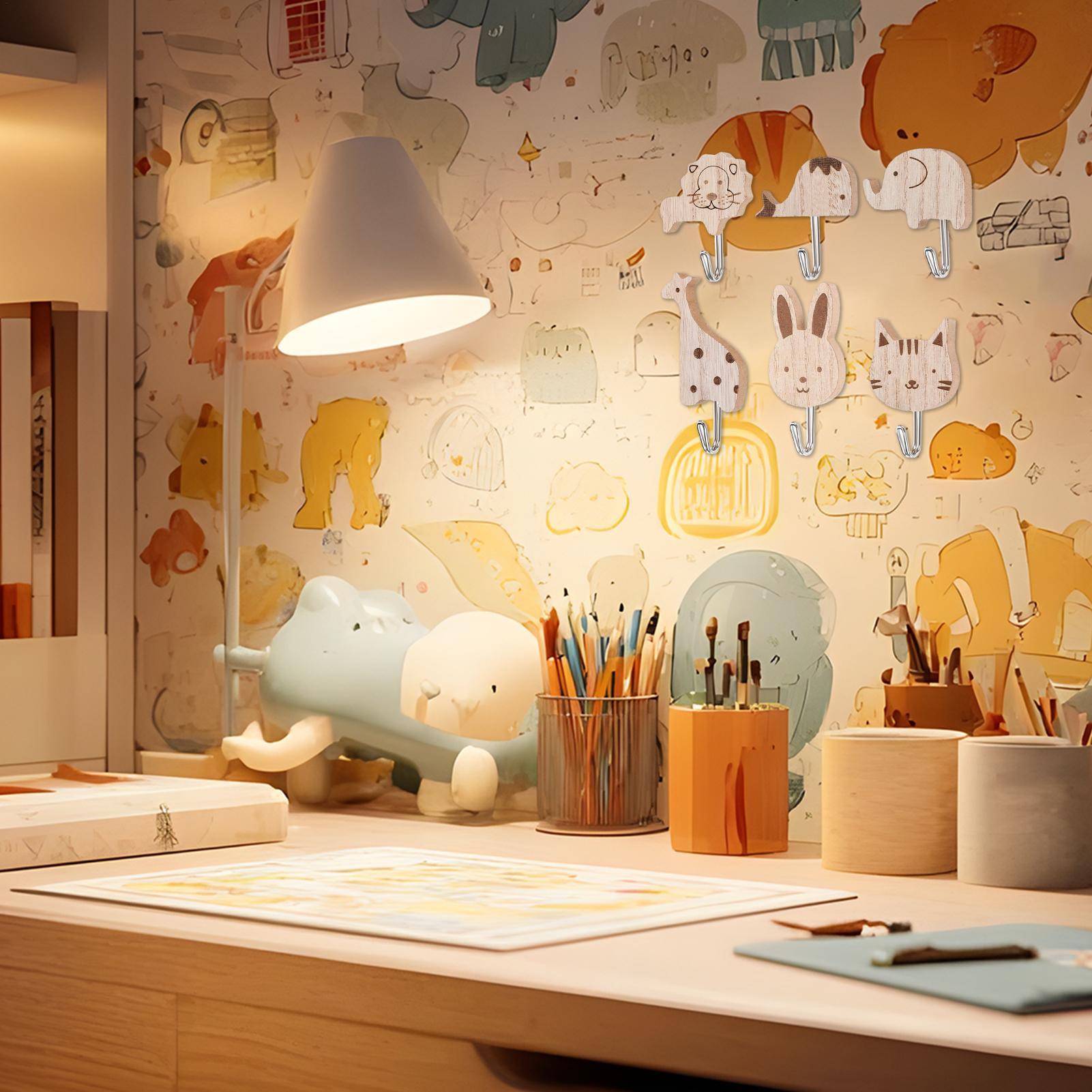 

Милые крючки для стены 6 штук в форме животных Милые крючки для полотенец Мультяшный держатель для полотенец Самоклеящаяся вешалка для одежды для халата ключей CHINA