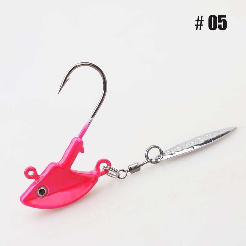Anti-Hang Rotating Sequin Jig Head Hook with Soft Bait for Bass and Mandarin Fish