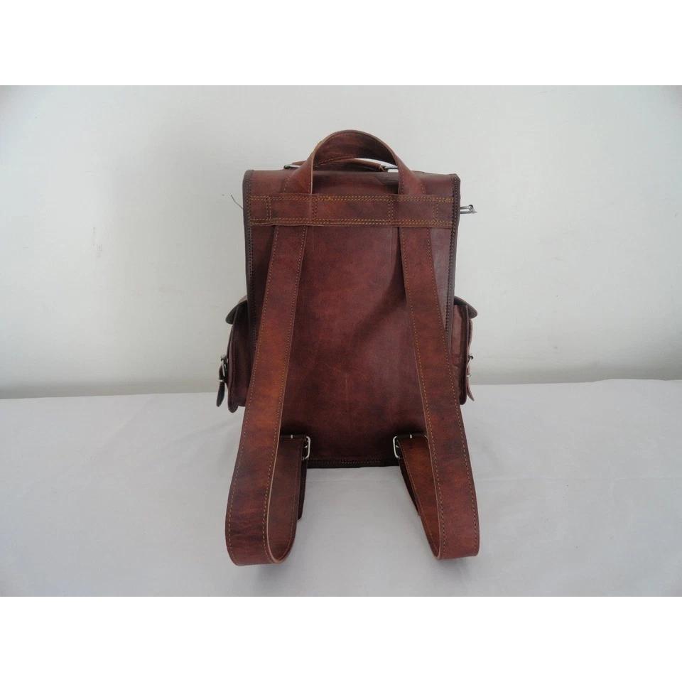 Echter Vintage Brauner Leder Rucksack Umhängetasche Herren Schulterrucksack Tasche
