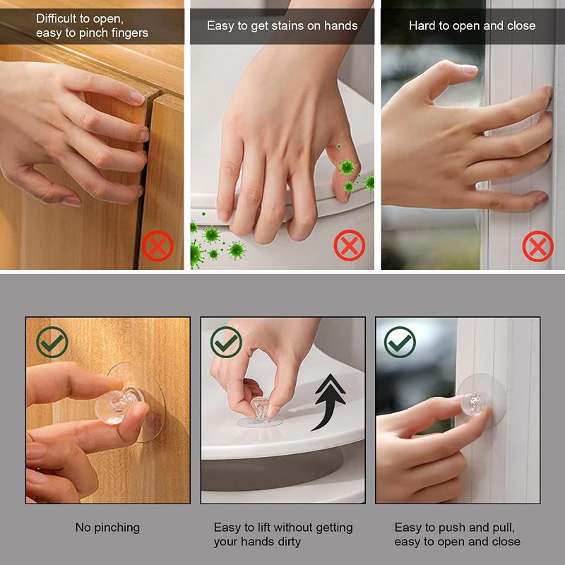 1pc Transparent Drawer Suction Cups Handle Multi Functional Storage Adhesive Hook Wardrobe Adhesive Suction Cup Home Accessories