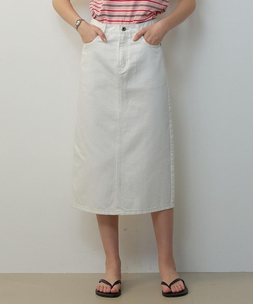 City Breeze Denim Long Skirt_White
