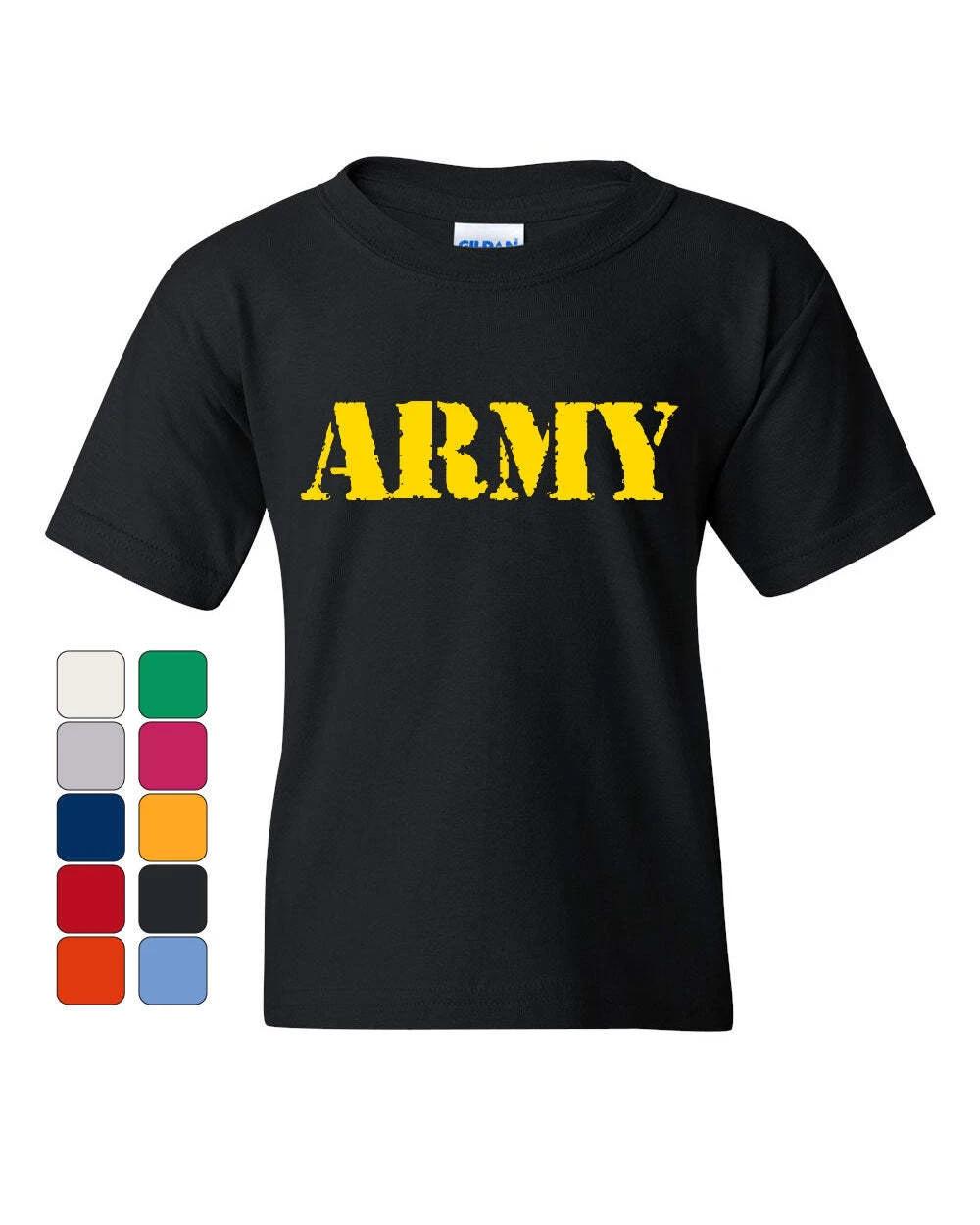 ARMY Youth kids boys T-Shirt Military Soldier POW MIA Patriotic Veteran s Day Kids Tee 140