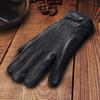 Mens Winter Black Leather Gloves For Driving Dress Real Sheepskin Leather Warm Fleece Lined Gloves