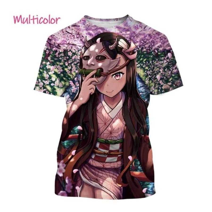Summer 3D Personality Anime Print T Shirt Fashion Men and Women Demon Slaye Short-sleeved Hip-hop Harajuku T-shirt