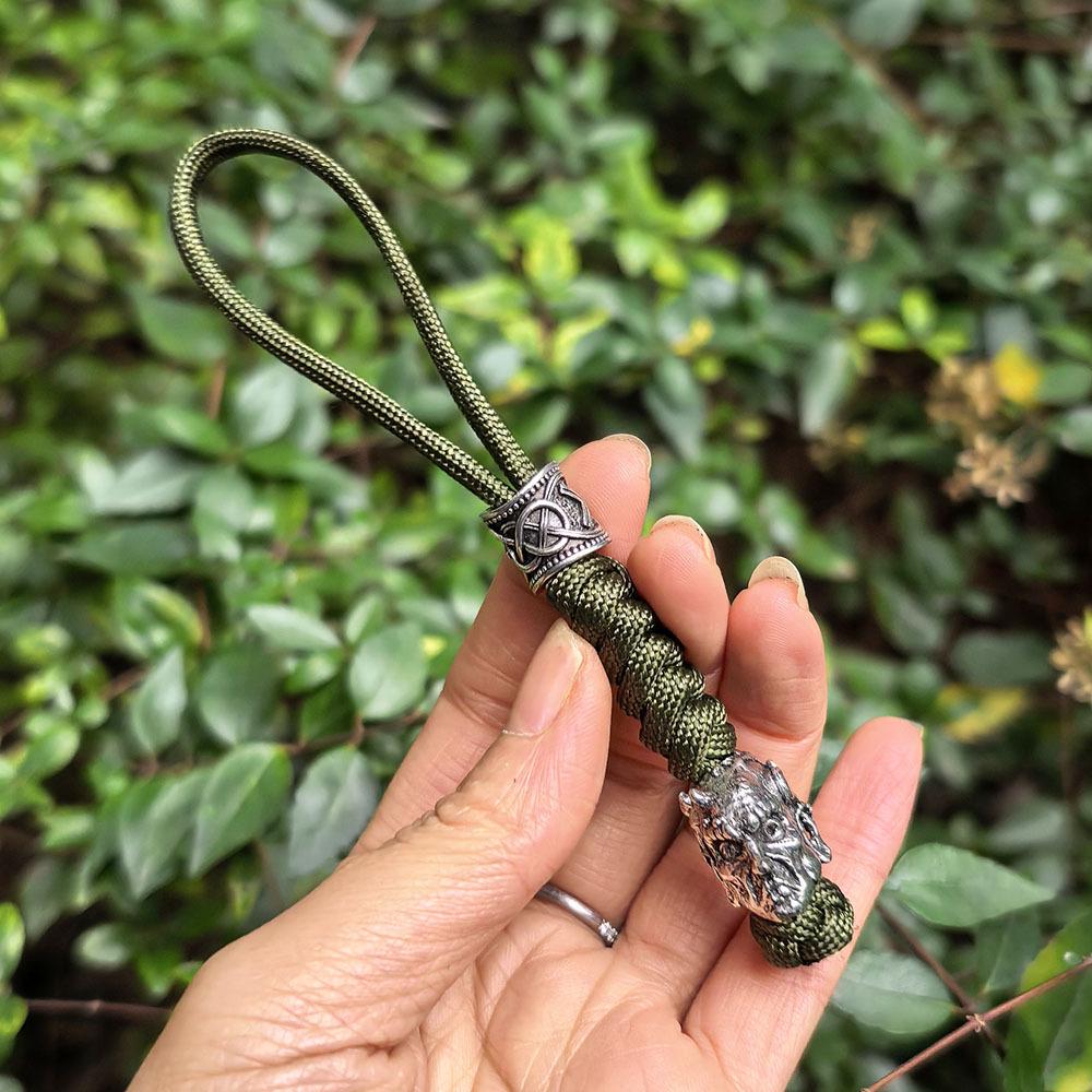 Zeven-Strands Paracord Spartan Piraat Camouflage Groen Rune Sleutelhanger