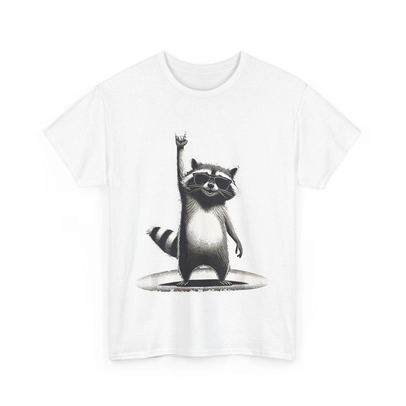 Raccoon Rock Music T shirt, Raccoon Music Lovers Animals Cute Shirt L