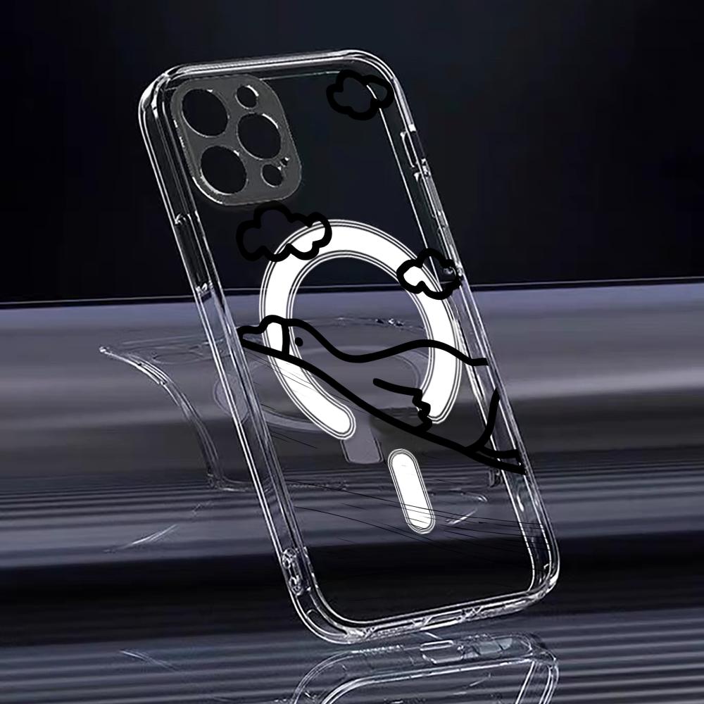 Cute Cartoon Duck Phone Case For iPhone 17 16 15 14 13 12 Pro Max Plus With Magnetic Crystal Clear Case Wireless Charge