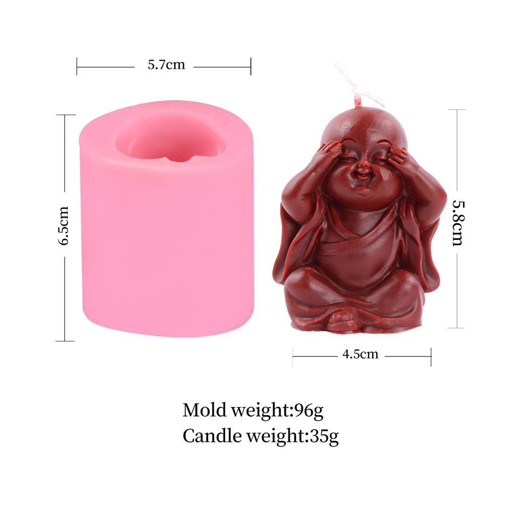 

Hear See Speak No Evil Monks Figurine Statue Candle Mold Scented Home Crafts Statue Baby Buddha Decor Gift