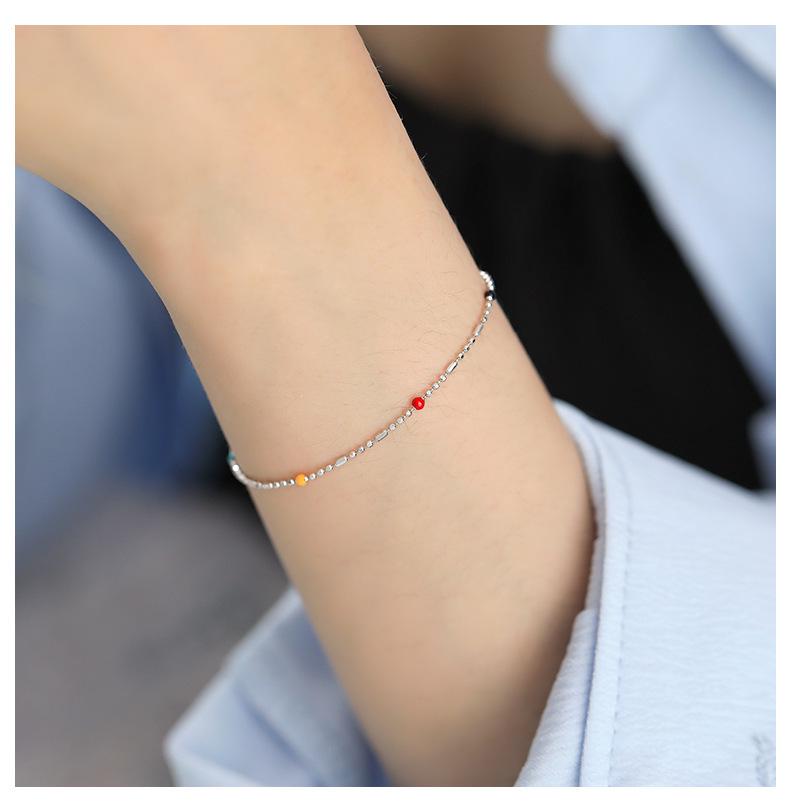 Korean Style S925 Sterling Silver Dopamine Color Minimalist Bracelet