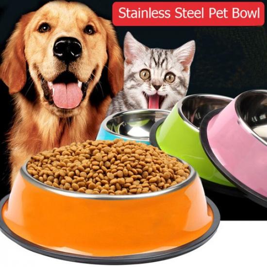 Dog Bowls Non Slip Stainless Steel Indoor Outdoor Puppy Dish Water Food Feedin M
