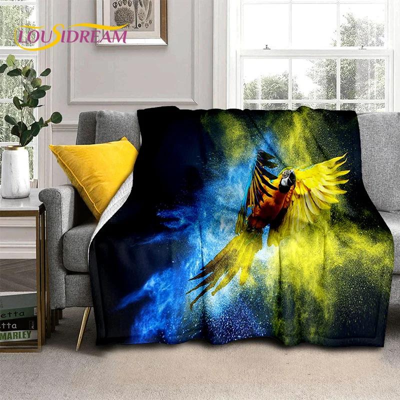 

Macaws Parrot Birds 3D Colorful Blanket,Soft Throw Blanket for Home Bedroom Bed Sofa Picnic Travel Office Rest Cover Blanket Kid 75x90cm