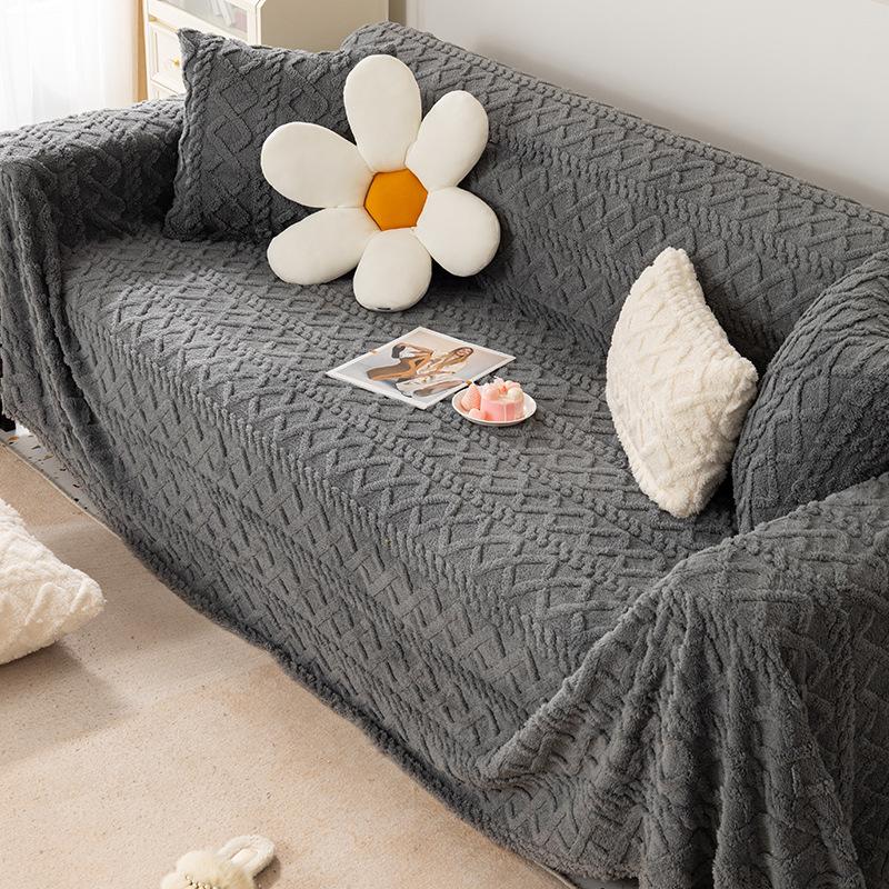 Plush Plain View Four Seasons Universal High-End Sofa All-Inclusive Universal Sofa Cushion Cover Cloth Sofa Towel Slipcover