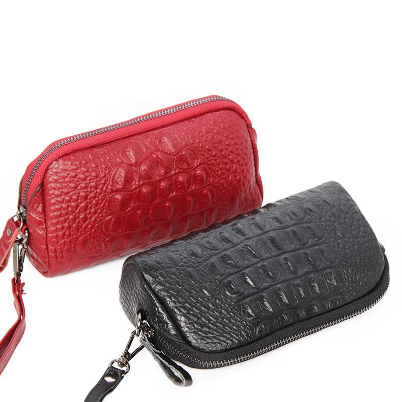 Elegant Long Women's Genuine Leather Clutch Wallet with Thin Korean Style Zipper