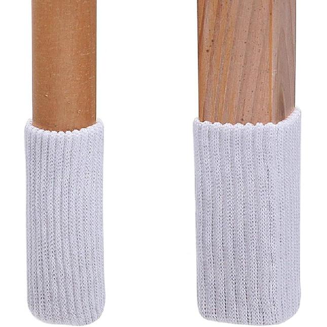 TEKEFT 16pcs White Color Knitting Wool Furniture Socks/Chair Leg Floor Protector (16 White) 16 White