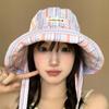 Contrasting Color Wide-edged Sun Hat Lace-up Wide Brim Fisherman Hat  Summer