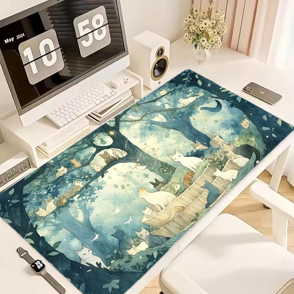 Green Forest Mouse Pad Large Computer Office Game Table Mats XXL Rubber Anti-slip Gaming Keyboard Mousepads Long Desk Pads