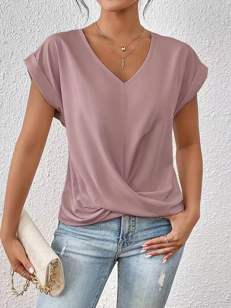 Women Short Sleeve T Shirt Casual Crew Neck Loose Fit Lightweight Breathable Basic Top Summer Everyday Tee