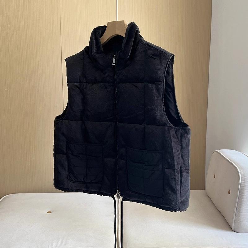 New stand-up collar white duck down straight short loose down vest down jacket vest women's tide European goods
