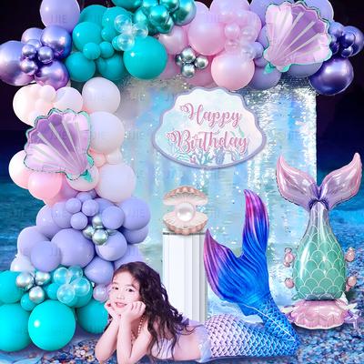 Mermaid Theme Balloon Chain Ocean Mermaid Tail Latex Balloon Set Atmosphere Setting Props Making