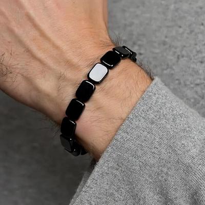 1pcs Hematite Bracelet Stylish Masculine Bracelet Decorative Wrist Jewelry for Work Environment Social Events Sports Travel