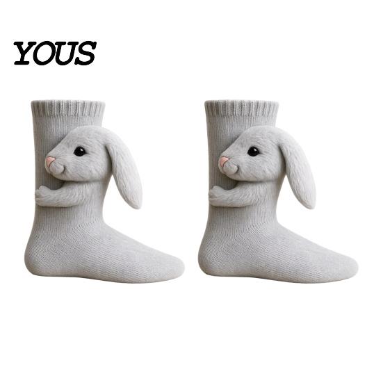 Unique Gift for Friends 1 Pair 3D Knit Animal Socks, Fuzzy Cute Novelty Casual Home Lounge Socks Hand Crocheted Floor Sock, Stuffed