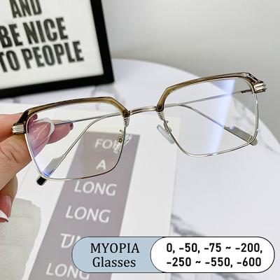 New Fashion Brand Design Women Eyebrows Eyeglass Frame Anti Blue Light Short Sight Prescription Myopia Glasses Photochromic -1.5
