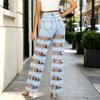 Summer Fashion Hollow Out Denim Pants Woman Solid Color High Waist Wide Leg Jeans Female Streetwear Bottoms