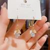 Crystal Ginkgo Leaf Pendant Earrings for Women European Geometry Temperament Girl Gift