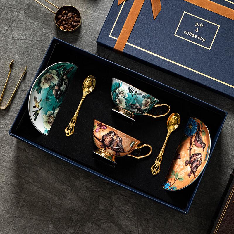 Shangqi Bird Design Ceramic Coffee Cup & Saucer Gift Set