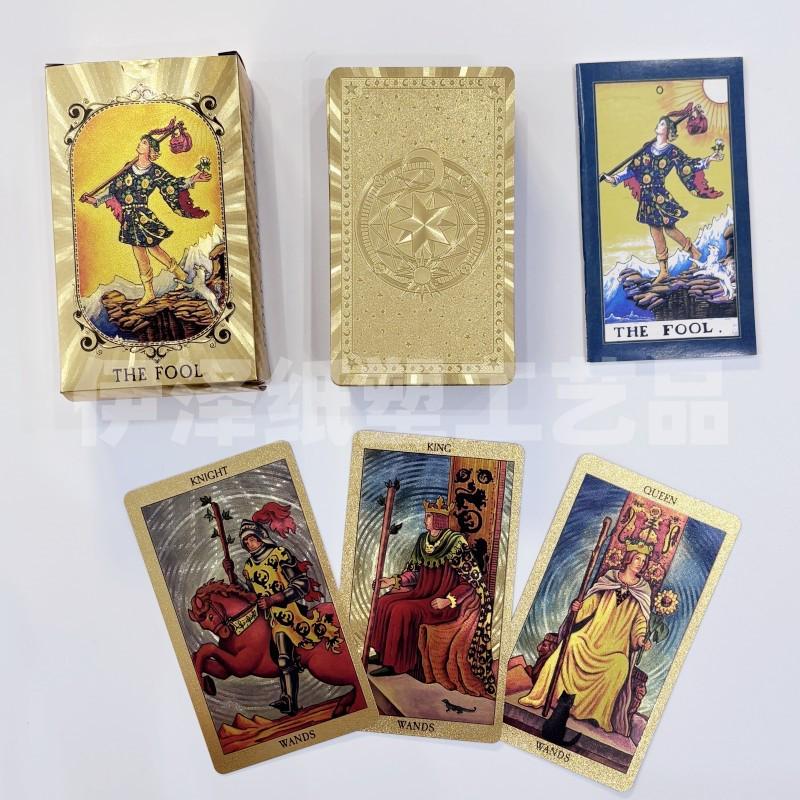 Set di Carte Tarocchi Impermeabile con Foglia d'Oro, Stampa a Colori Completi e Istruzioni di Gioco
