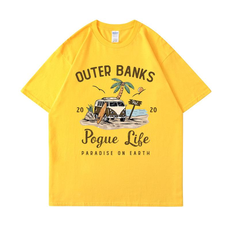 Fashion Printing Shirt Outer Banks T Shirt Pogue Life John B Paradise On Earth North Carolina Pouge Graphic Cotton Tops