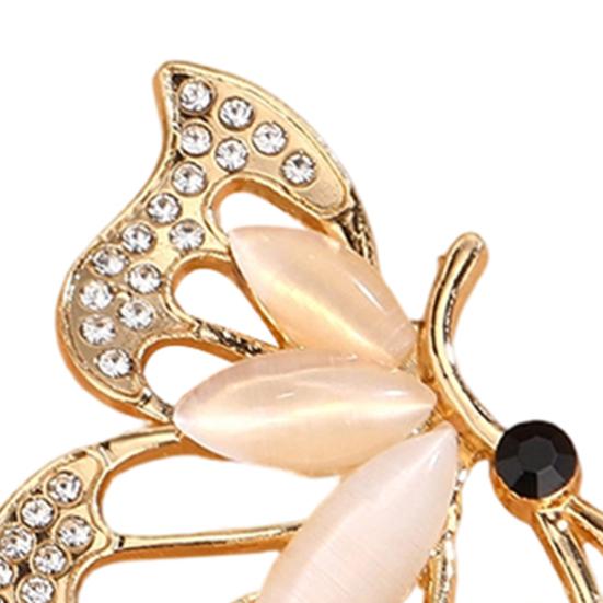 Zinc Alloy Brooch Pin, Butterfly Shape Lapel Badge with Rhinestones Inlaid, Brooch Versatile Accessory for Sweaters Collars Hats Bags Coats Scarves