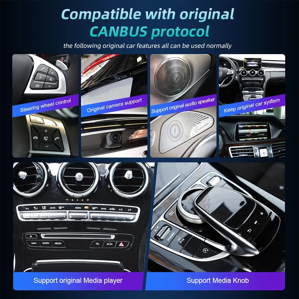 Android 14 Wireless CarPlay For Mercedes Benz C Class W205 GLC X253 2014-2018 Car Screen Radio Multimedia Navigation GPS 4G WiFi