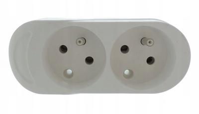 Portable Double Socket with Grounding, Cable-free, White, 2x2PZ