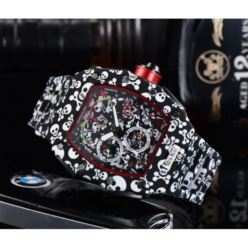 Skull Leopard Print Tonneau Quartz Watch Men 2025 Luxury Brand Men's Watch Unique Creative Style Watch Wine Barrel Shaped Clcok