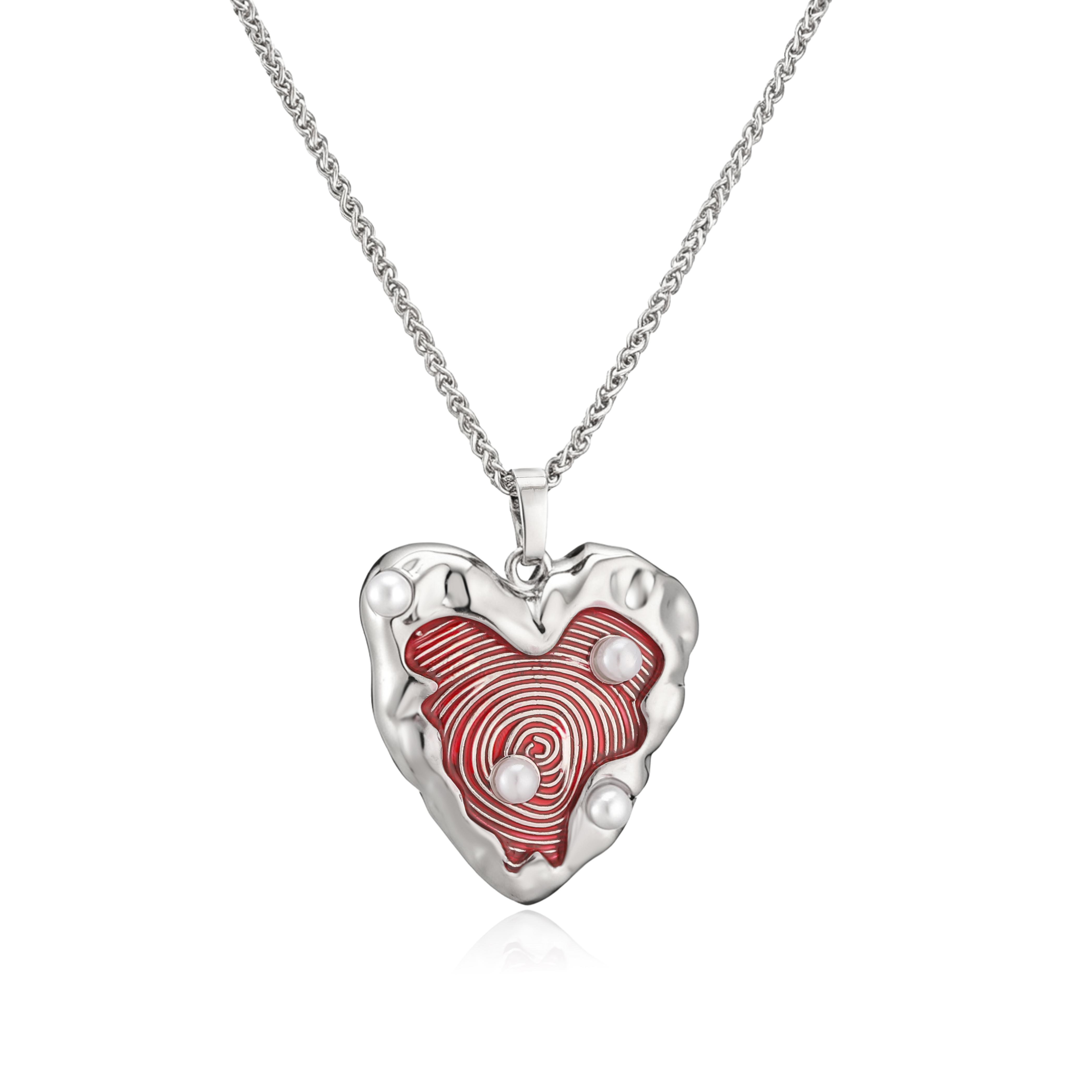 

Heart-shaped Fingerprint Copper colour Charm Necklace/Earrings – Valentine’s Day Jewellery in Gold-Plated Brass