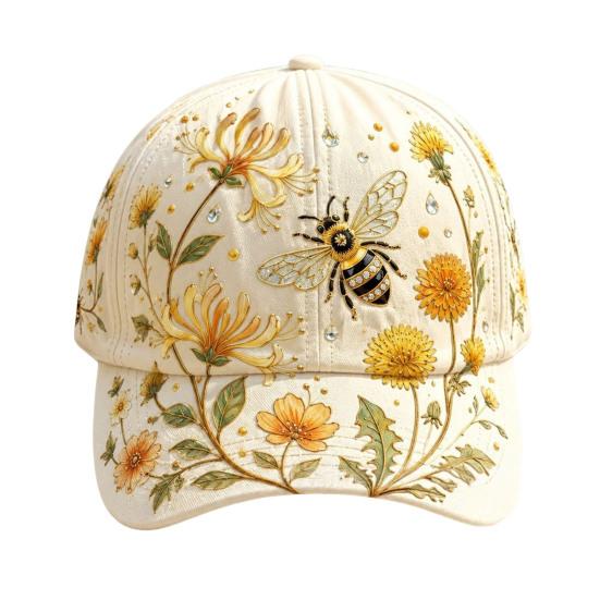 Baseballpet voor Dames, Baseballpet met Geborduurde Bloemen- en Vogelpatroon, Verstelbare Pasvorm Tuinzonnehoed voor Lente Zomer Buiten