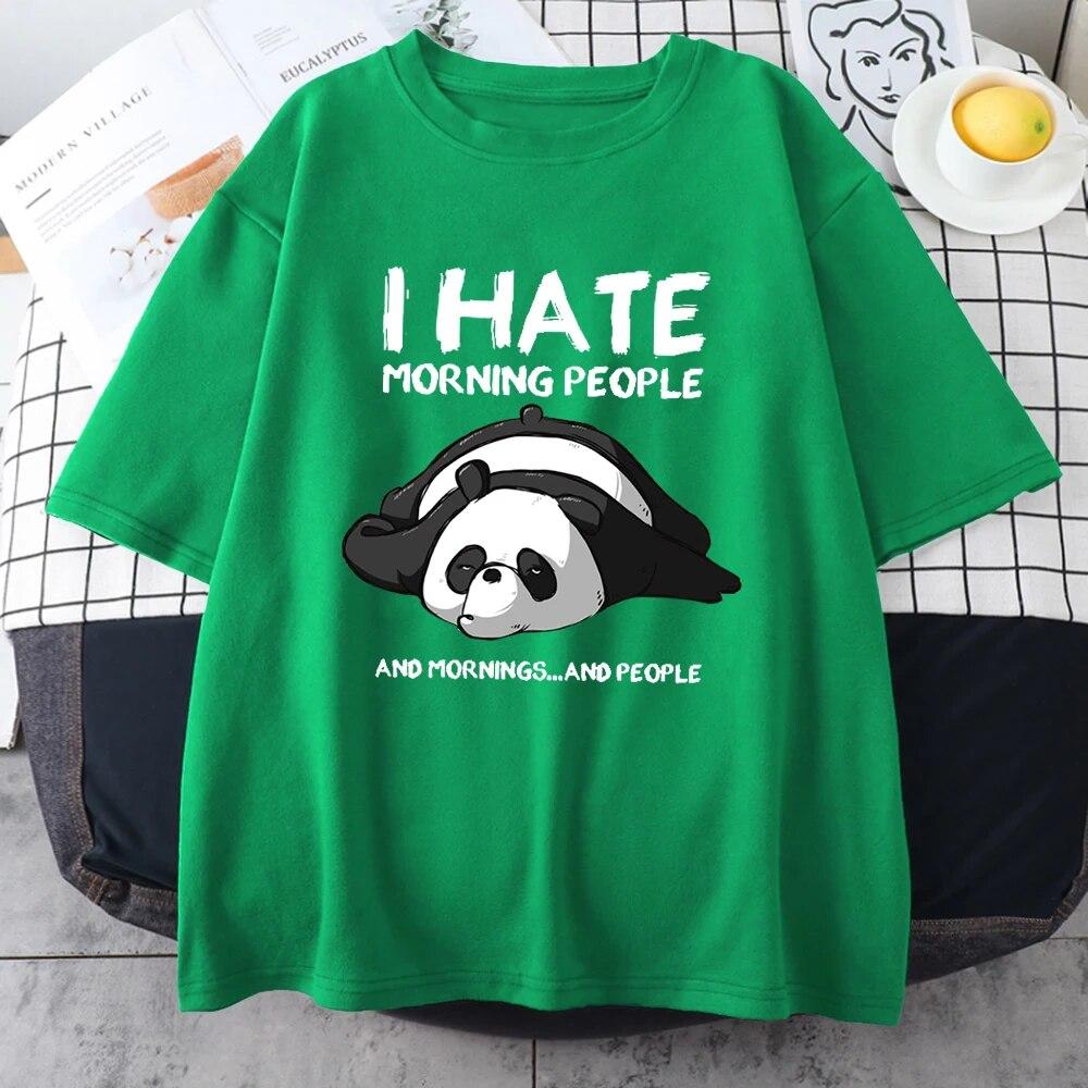 Lazy Panda I Hate Morning People Potisk triček pro unisex karikatury All-matematické oblečení Vintage Oversize Bavlna Pánské topy s krátkým rukávem