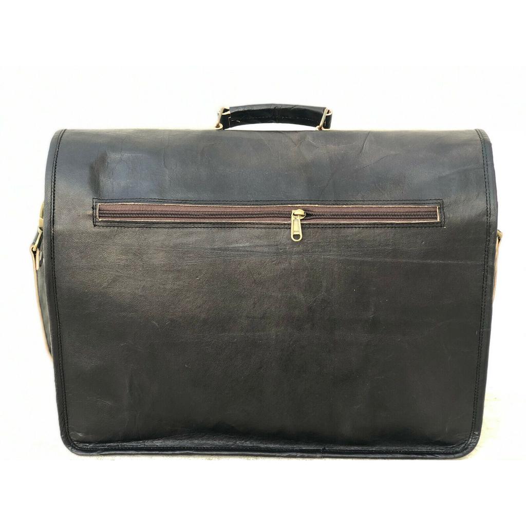 Schwarzes Leder Messenger Herren Schulter Laptop Satchel Aktentasche Vintage Tasche