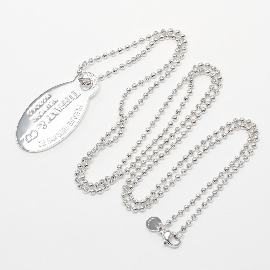TIFFANY&Co. Return to TIFFANY & Co. oval tag Necklace Silver925 26.1g Women Used