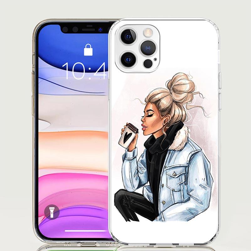 Girl Boss Female Coffee Case Phone Cover for Apple iphone 17 Air 16 15 14 13 Mini 12 11 Pro Max 16E 7 Plus 8 + SE 2020 Trend Fun