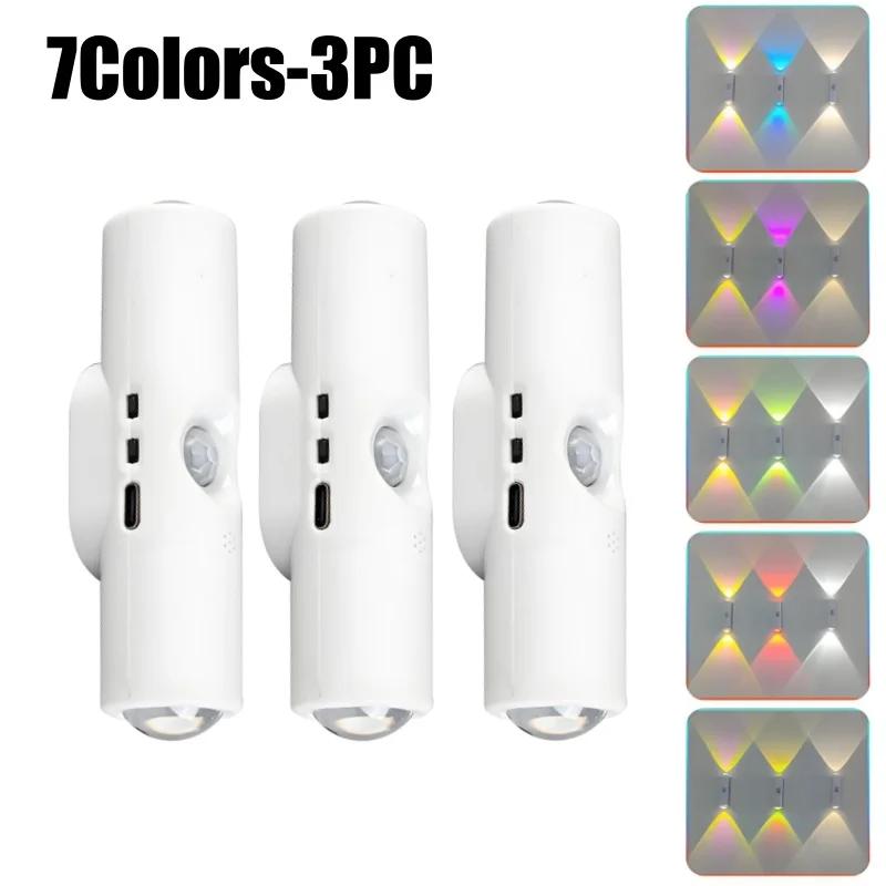 Magnetic RGB Color Changing Night Light with Smart Human Sensor Rechargeable Wall Lamp for Home Decor Ambient Lighting