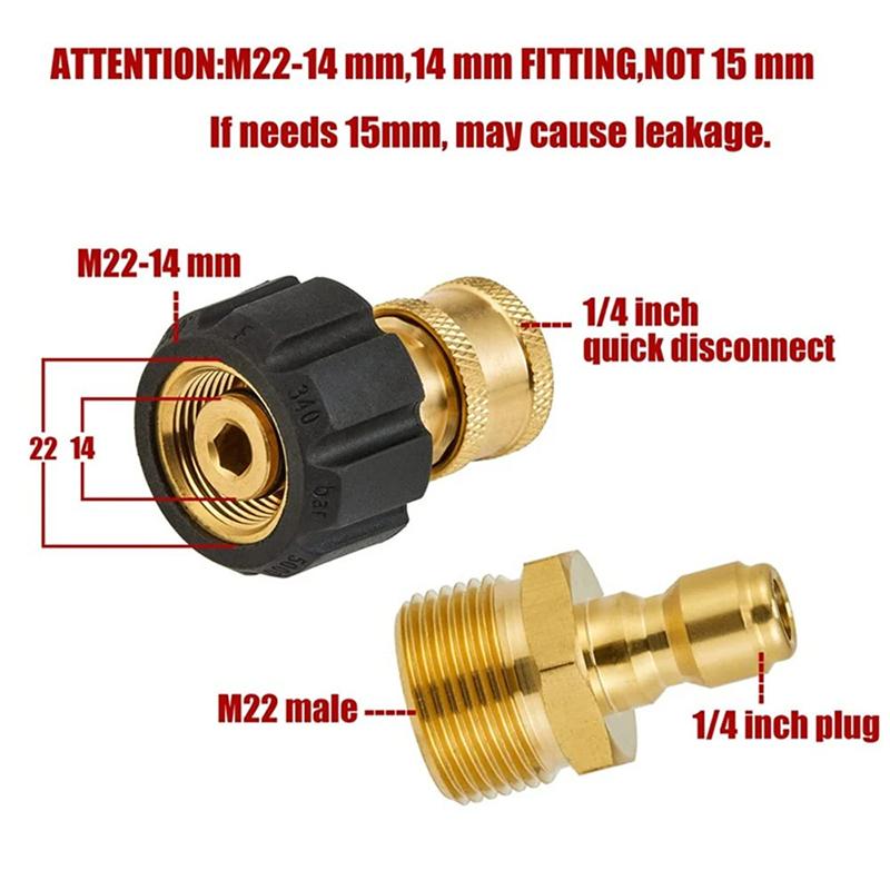 Swivel M22 To 1/4" 3/8" Quick Connect Hitch Kits For High Pressure Wash Sprinkler To Hose Adaptor Connection 5000 Psi