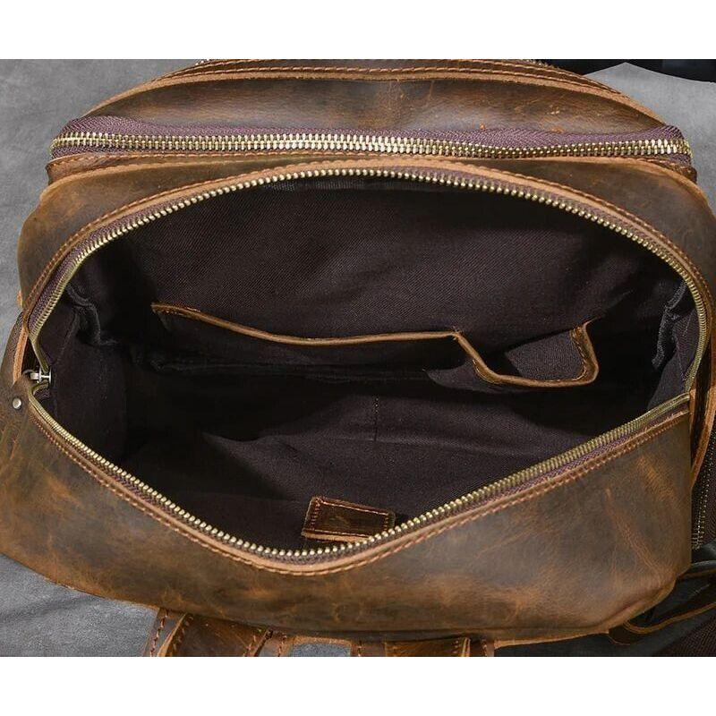 Büffelleder Rucksack Schultertasche Büro Laptop Rucksack Handtaschen 16 Zoll