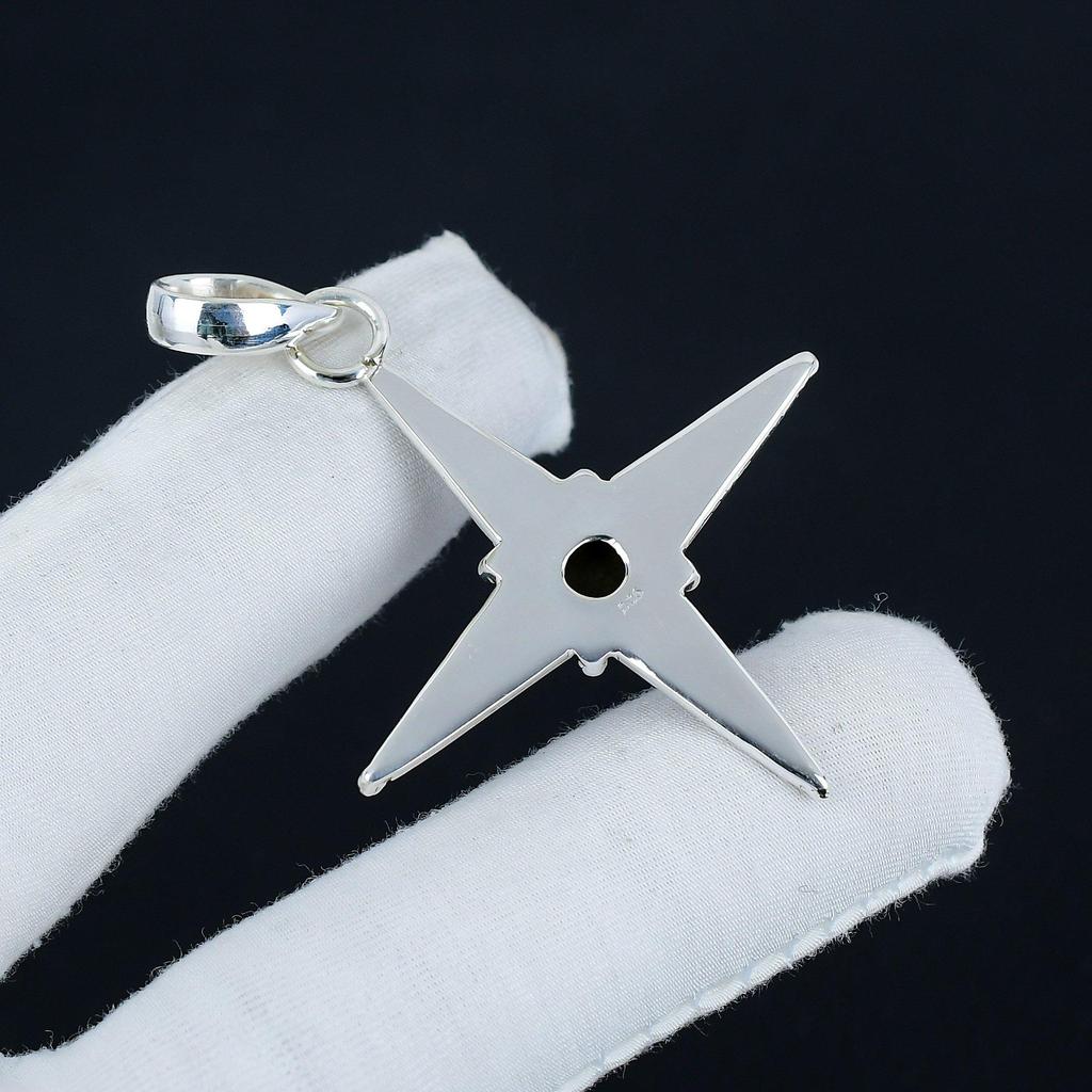 Natural Blue Flashy Labradorite Gemstone Silver Pendant In 925 Sterling Silver - Handmade Star Design, Everyday Wear Jewelry, Unique Designs Pendant