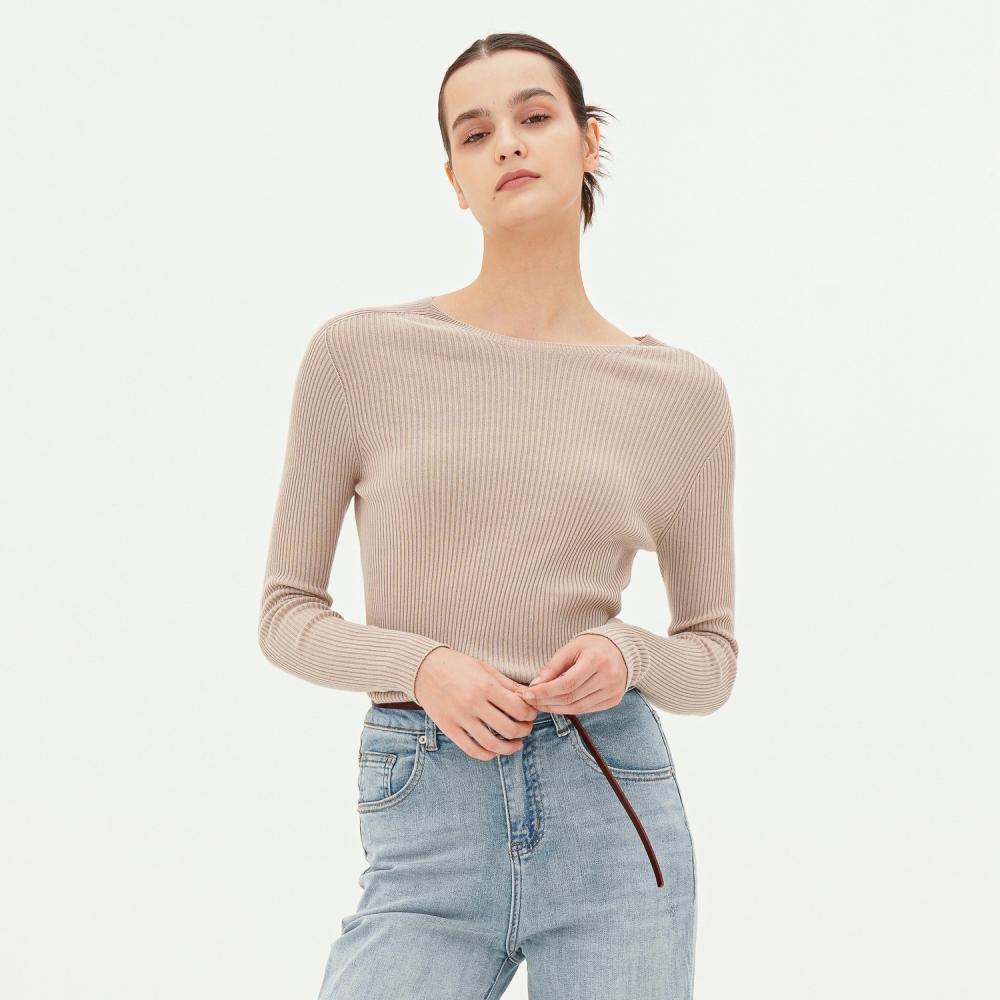 Acud Round Neck Ribbed Knit _Beige Beige/Free