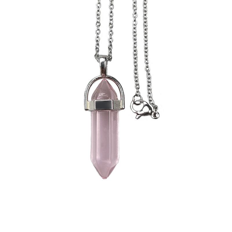Colorful Crystal Hexagonal Necklace: Meditation Gem & Dowsing Pendulum Pendant
